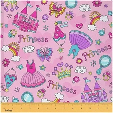 Enchanting Princess Rainbow Fabric: Crown Castle Mirror But
