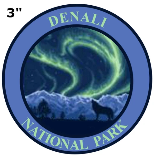 Denali National Park Patch Iron-On Embroidered Applique Nature, Northern Lights