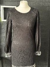 Ladies Black Occasion Dress Size 10 Sheer Long Sleeves