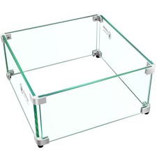 Pariplus 15" Square Glass Fire Pit Wind Guard for Outdoor Pro - 15x15x7"