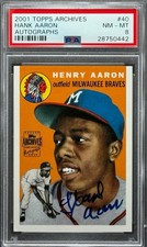 Hank Aaron 2001 Topps Archives Autographs #40, SP/50!  PSA 8!  1954 Rookie RP.