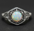  Blue Fire Opal 925 Sterling Silver Edwardian Ring Sz 7 PC9-4 — photo 1