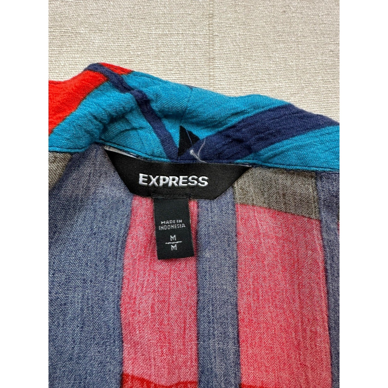 Express | Tie-Front Button Down Blouse Colorful |… - image 6