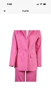 Women Formal Business Suits Career Office Uniform Blazer Wide-leg Trousers 2PC