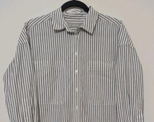 Everlane Shirt Dress S Gray Striped 100% Cotton Pockets Knee Length Womens