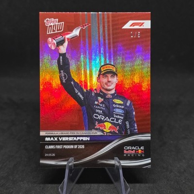 2026 Topps NOW F1 MAX VERSTAPPEN Claims First Podium of 2026 Red Foil 1/5 #30