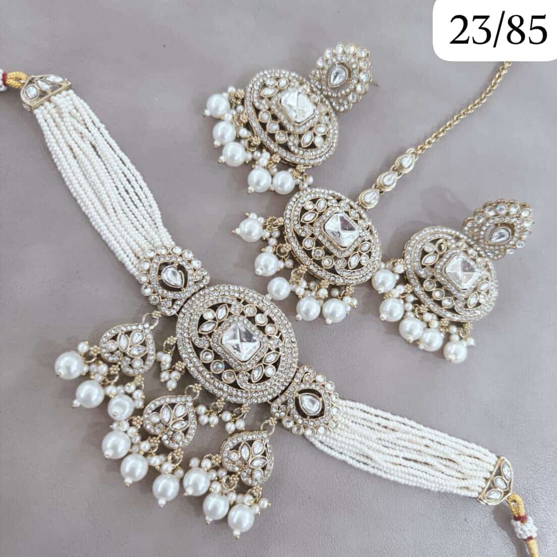 Golden Kundan Sheesha Mirror Jewellery Set Indian/Pakistani image 3