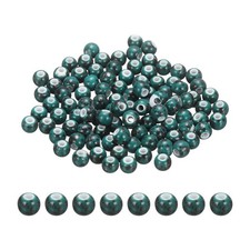 100Pcs 6mm Round Ceramic Porcelain Beads, Spotted Green
