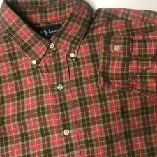 Ralph Lauren Classic Fit Plaid Button Down Shirt Men's L Long Sleeve Cotton