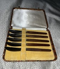 Set Of 5 Vintage Jordan Marsh Co. Sheffield Knife Cutlery Set Paisley Case