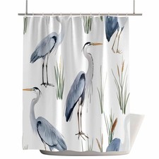Teamery Shower Curtain, 36 x 72 Inches Shower Curtain Liner, Birds Heron in T...