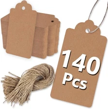 2" X 4" Large Gift Tags, 140 Pcs Kraft Paper Tags with String Blank