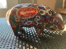 Murano Millefiori Art Glass Pig Figurine by KB Italy original stickers EUC 1960s
