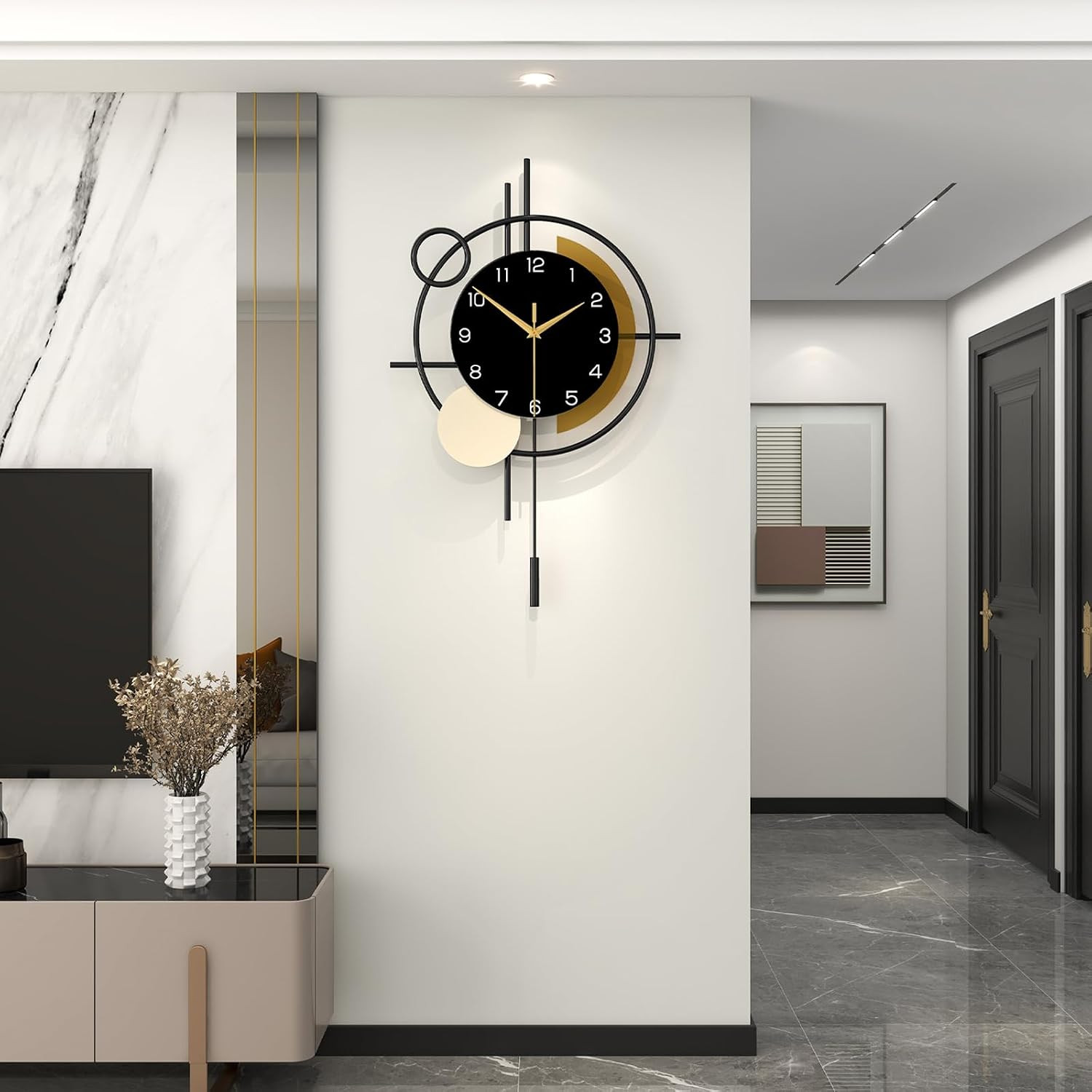 Large Wall Clock for Living Room Decor Modern Wall Clock Pendulum | Analog