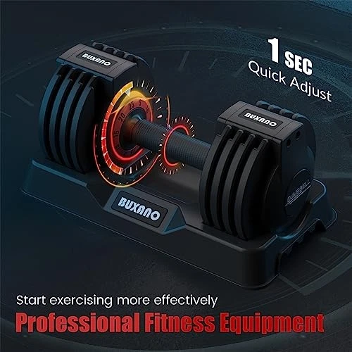 BUXANO Adjustable Dumbbell 25LB Weight, 5 in 1 Weight, Handle, Workout - Black