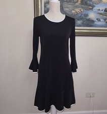 MICHAEL Michael Kors Black  Flounce Dress Ruffle Hem Bell Sleeves M NEW Womens 