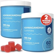 2 Pack Dr. Moritz Strawberry Flavor Ashwagandha Gummies Supplements - 120 Count