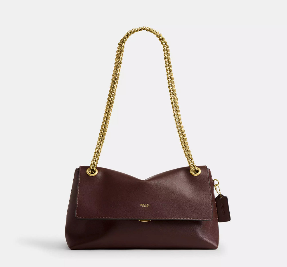 COACH Chelsea Shoulder Bag Size 30 Chain CDS61 B4MPL Brass Maple Brown New Auth