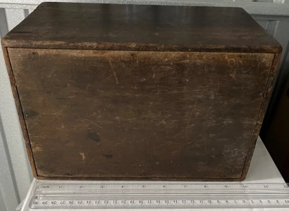 Antigua caja de velas de madera con tapa deslizante estimada 1900-1910 10"x6" fácil deslizamiento Foto 4 de 4