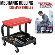 MECHANICS CREEPER TROLLEY PADDED SEAT WITH TOOL TRY FOR GARAGE CAR WORK STOOL