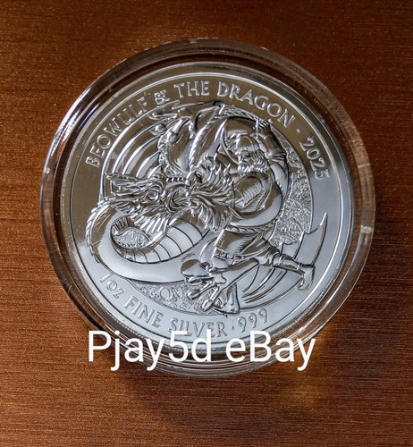 2025 Beowulf and the Dragon 1oz Silver Bullion Coin In Capsule Myths & Lgds - Picture 5 of 6