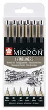 SAKURA Pigma Micron 6 Fineliners, Pack of 6 1 Black
