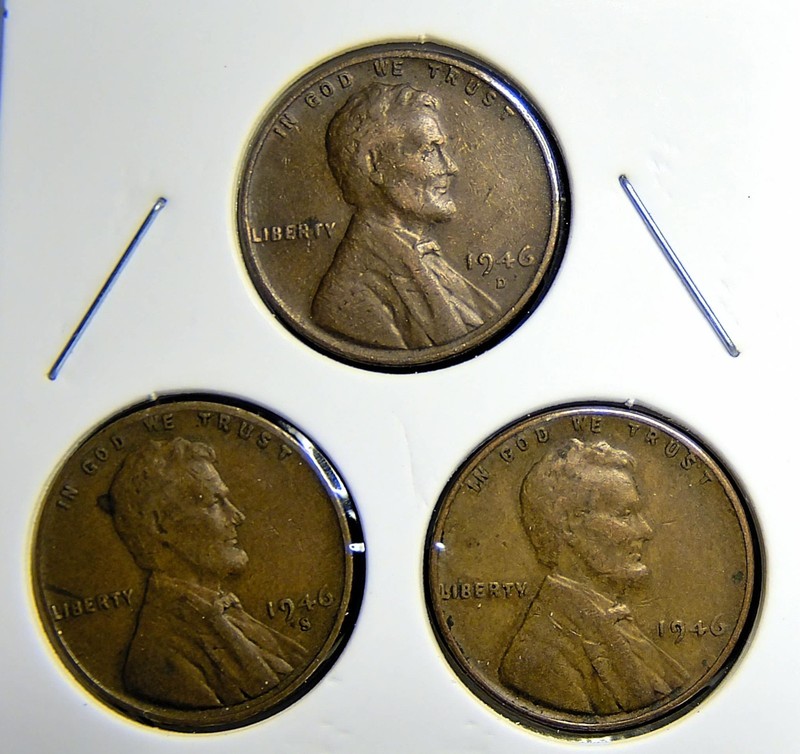 1946-P 1946-D 1946-S  Lincoln Wheat Copper Penny Cent - 3 Coin Set [USP-392]