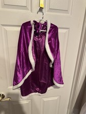 Princess Purple White Cape Winter Holiday Child Size S 4-6 Faux Velvet Faux Fur
