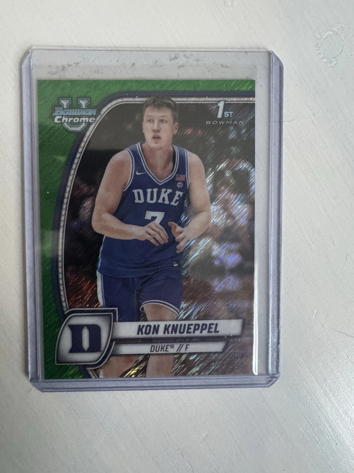 2024-25 Bowman University Chrome - Kon Knueppel #48 Green Shimmer Refractor (RC)
