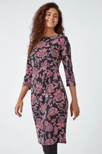 Roman Floral wedding party Races holiday occasions Stretch Dress UK Size 16