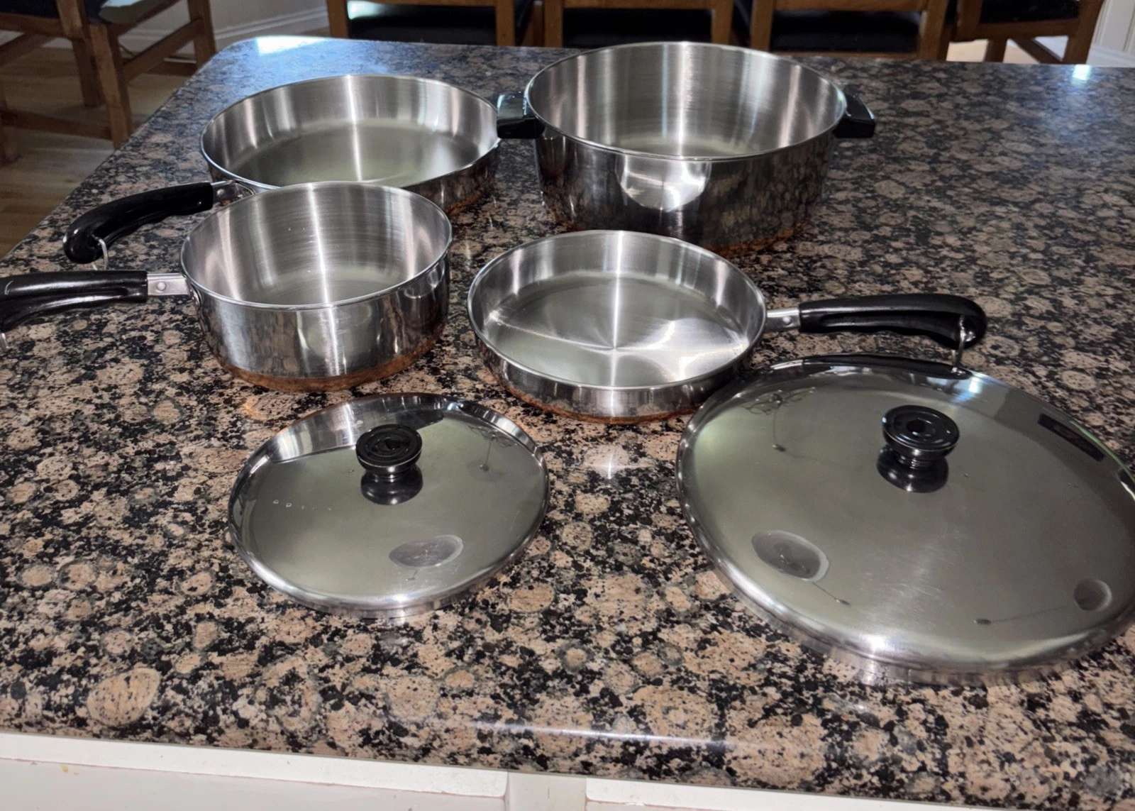 4 Piece Pan Set Stainless Steel Copper Bottom Made In Korea With 2 Lids