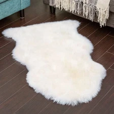 Super Area Rugs Soft and Fluffy Sheepskin Rug - White
