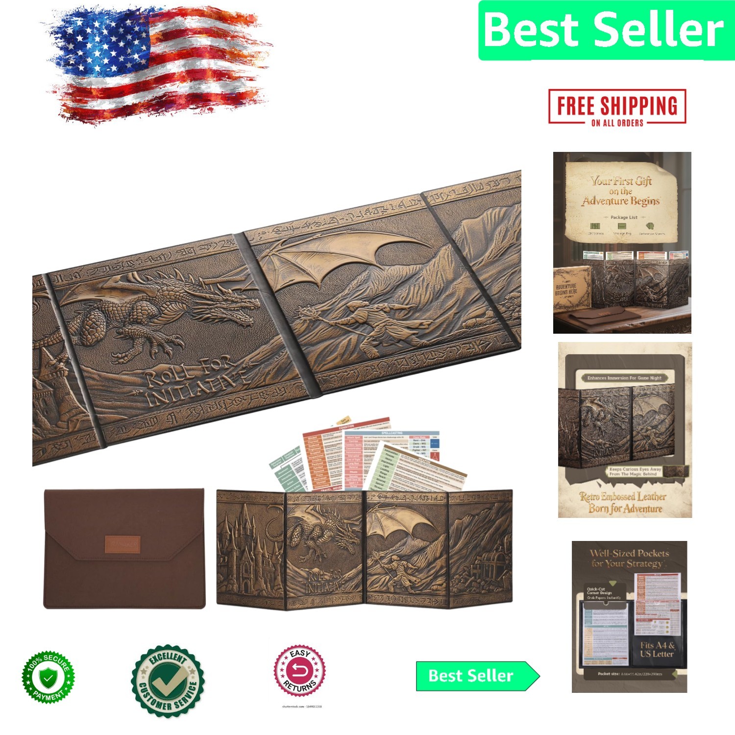 Trymaker Dm Screen 5e, DND Dungeon Master Screen Faux Leather, Gm Screen, D&D