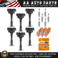 6 Ignition Coil & 6 Autolite Spark Plug for 1991 Acura Legend 3.2L V6 UF90 3923