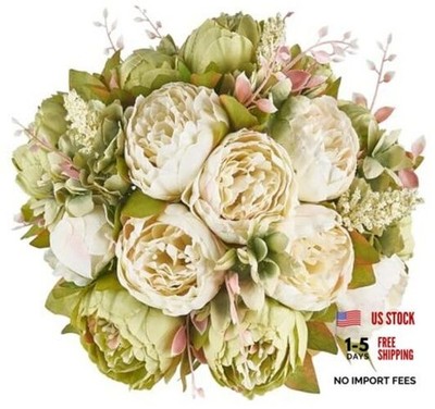  Peonies Artificial Flowers Packs 13 Stems Faux Peony Flowers Real 2 New Green