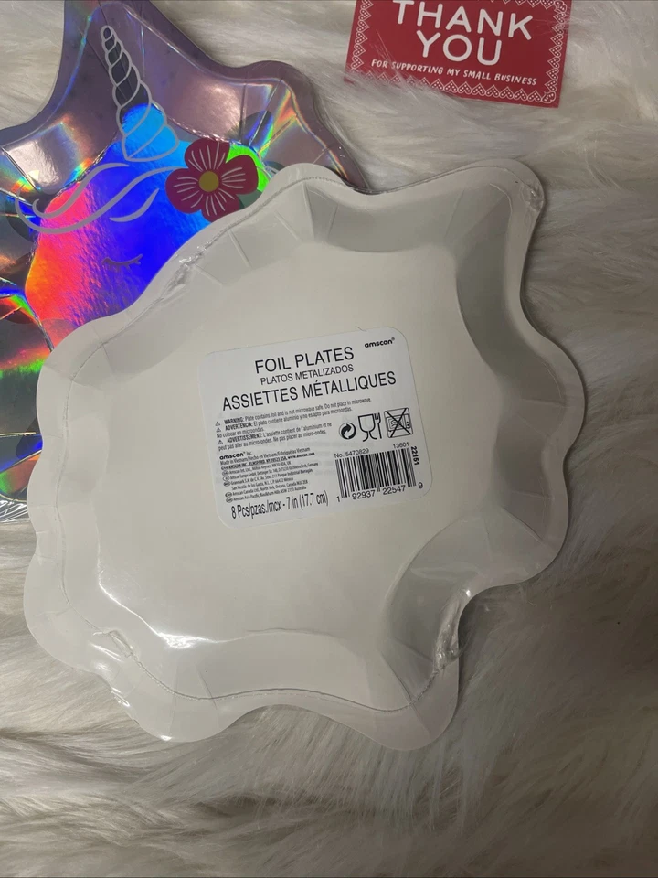 Platos de papel de aluminio de unicornio de 7 pulgadas 8 por paquete de vajilla LOTE DE 2 Foto 3 de 3