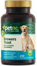 Brewers Yeast Dog Skin  Coat Supplement 250 Chewables W/ B Vitamins