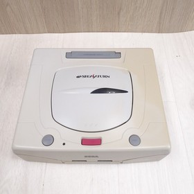 Sega Saturn white console with Hori Fighting Stick SS Virtua Gun & 5 Games Japan
