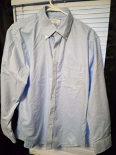 Nordstrom Shirt Mens 16.5 Blue 100 Cotton Trim Fit Non Iron 32/33 sleeve
