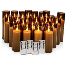 24 Pack LED Gray Flameless Candles with Remote, 3D Flickering Grey-24Pack