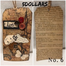 JUNK JOURNAL TAGS POCKETS TICK INS Handmade w Ephemera Item Choice 5 Each