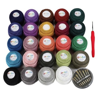 24 Skeins Crochet Thread Size 20 Embroidery Yarn Hand Knitting 10g 20-24-1