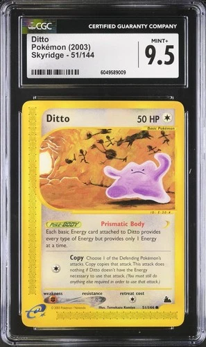 CGC 9.5 MINT + Ditto 51/144 Skyridge Vintage WOTC 2003 Pokemon Card