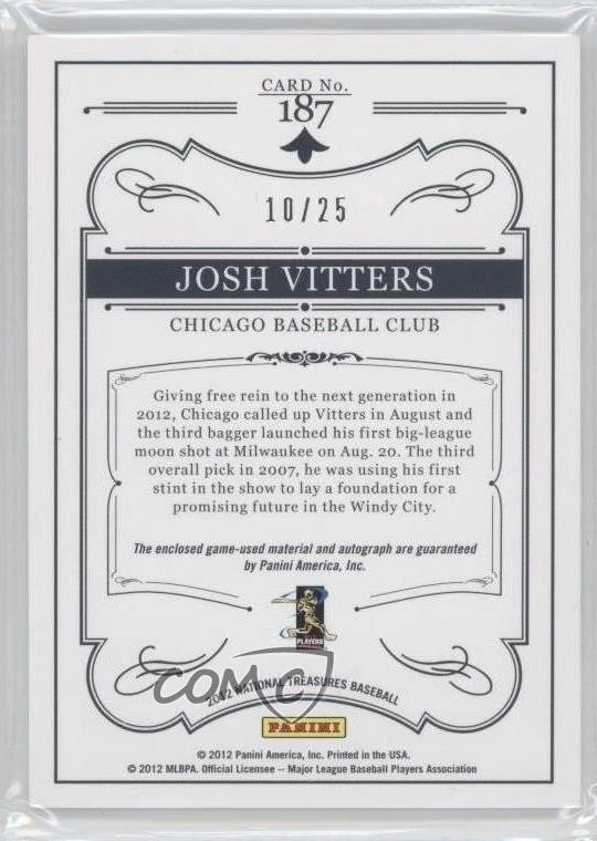 2012 Panini National Treasures Rated Rookies Gold /25 Josh Vitters #187 RC - Image 2 of 2
