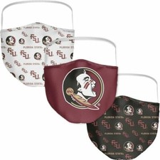 Florida State Seminoles College Fan Adult All Over Logo Face Covering Mask 3 set