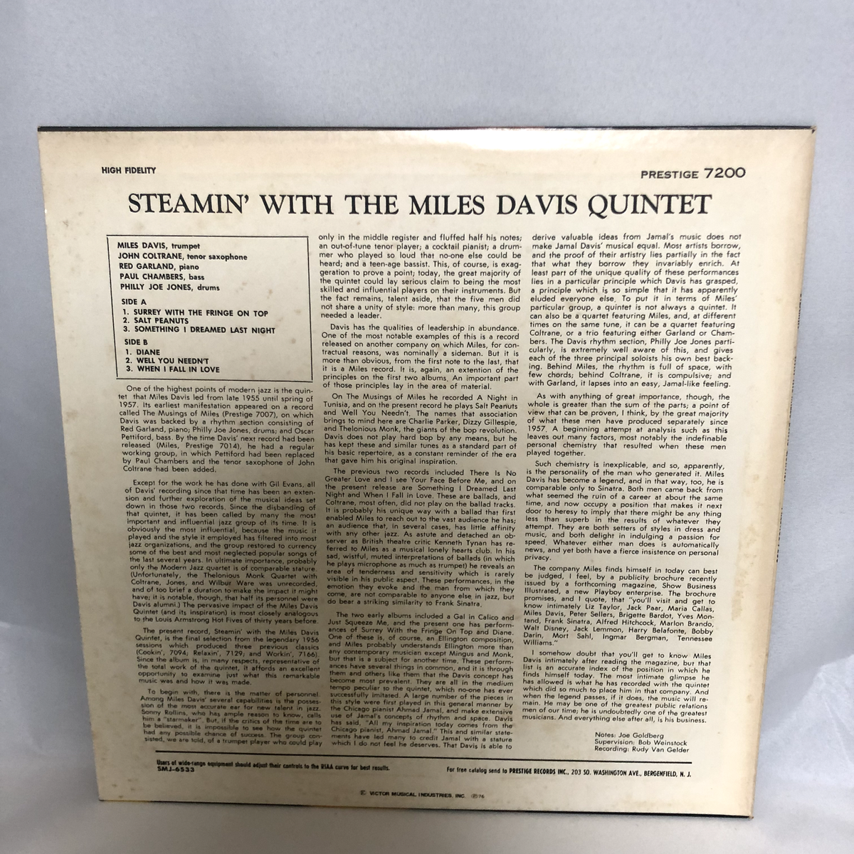 LP The Miles Davis Quintet Steamin' With The ~ Prestige SMJ