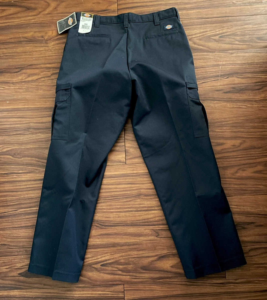 DICKIES CARGO WORK UNIFORM PANTS STRAIGHT LEG FIT WORKWEAR NAVY BLUE MENS 38x32