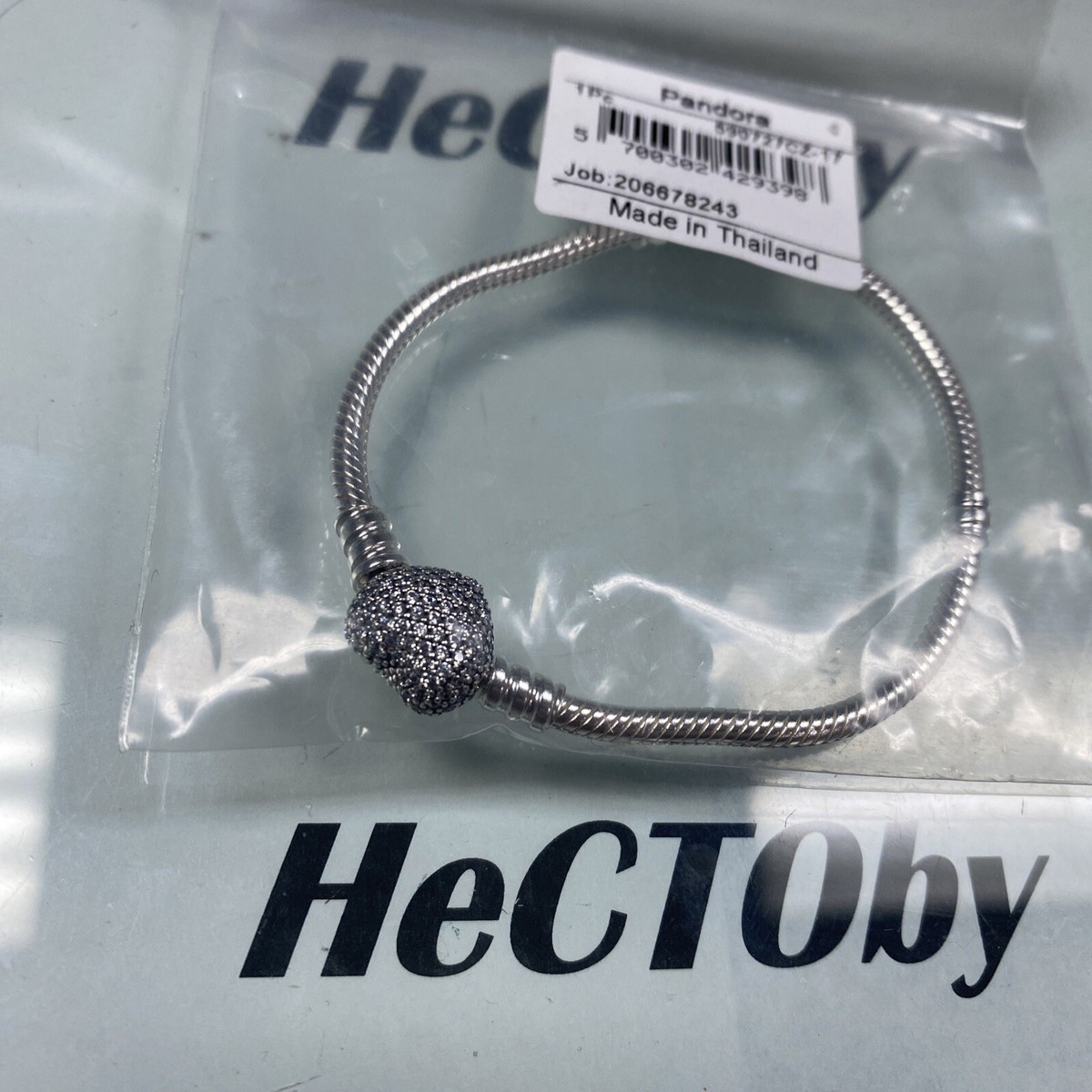 PAVE HEART Genuine PANDORA Silver VALENTINE~LOVE Bracelet 7.1
