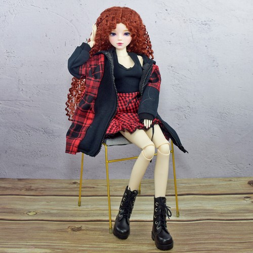 1/3 BJD Doll Toy Long Curly Dark Orange Wigs Whole Set Fashion Doll Lifelike - Picture 22 of 24