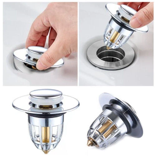 Universal Pop Up Drain Filter Wash Basin Core Bounce Bathroom Sink Plug Stopper - Picture 2 of 13